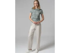 Damen Mesh-T-Shirt mit modischem Snake-Print, grün