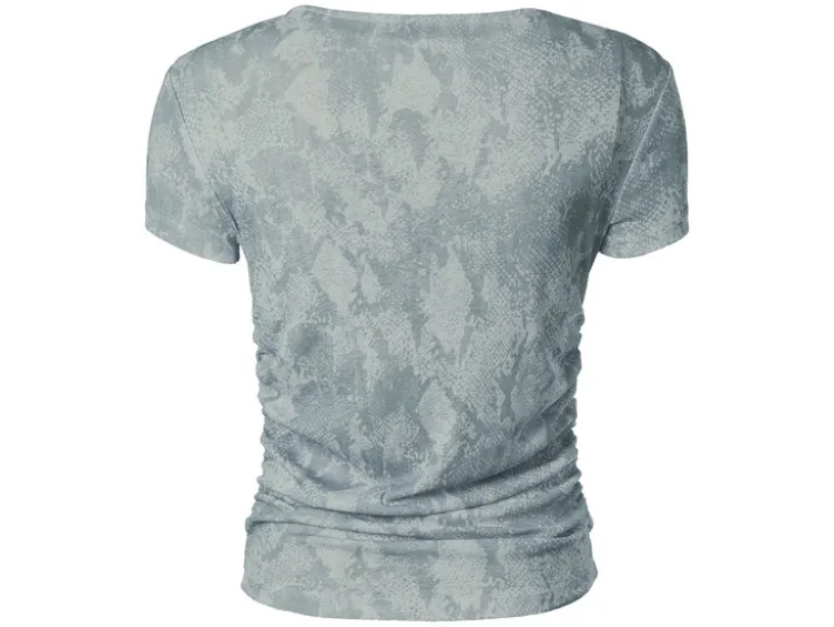 Damen Mesh-T-Shirt mit modischem Snake-Print, grün