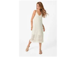 Damen Midi-Häkelkleid