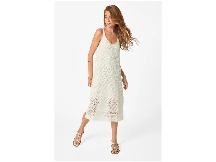 Damen Midi-Häkelkleid