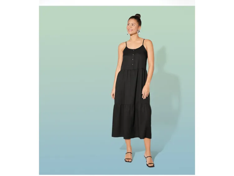 Damen Midikleid, mit Knopfleiste