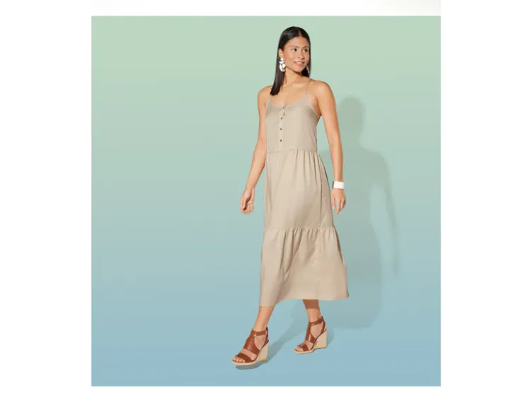 Damen Midikleid, mit Knopfleiste