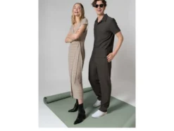 Damen Midi-Kleid mit modischer Crinklestruktur, beige