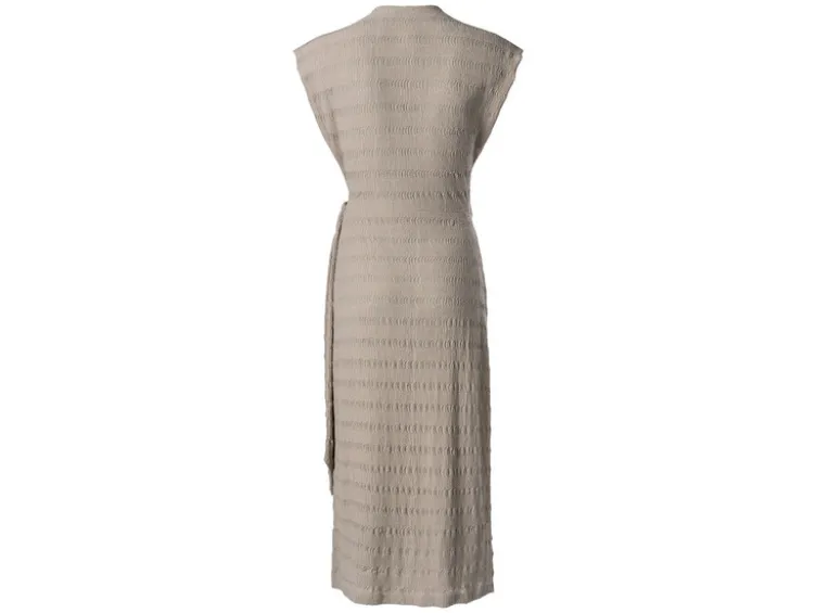 Damen Midi-Kleid mit modischer Crinklestruktur, beige