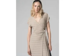 Damen Midi-Kleid mit modischer Crinklestruktur, beige