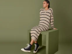Damen Midi-Kleid mit Strukturstrick