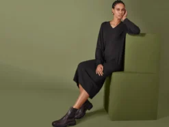 Damen Midi-Kleid mit Strukturstrick