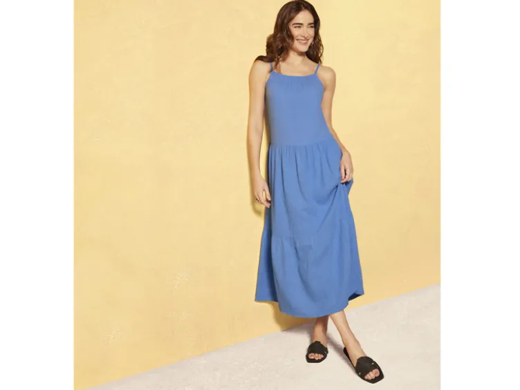 Damen Midi-Kleid mit Volants