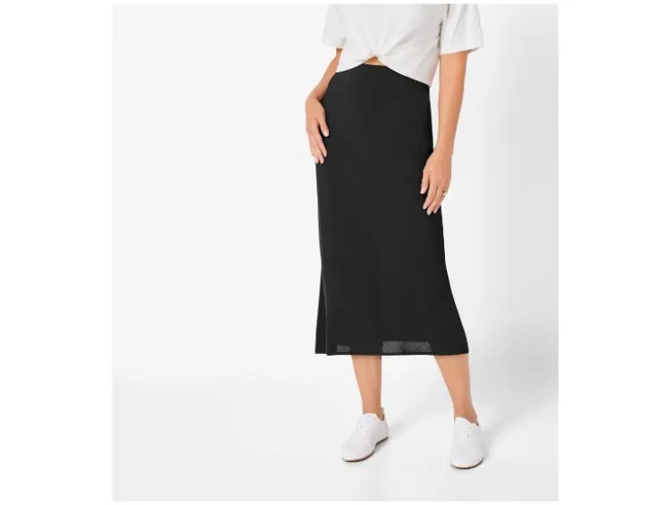 Damen Midi-Rock, mit elastischem Gummizugbund