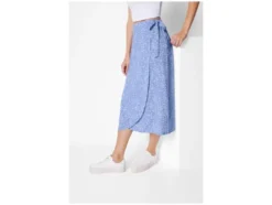 Damen Midi-Wickelrock, mit modischer Crinklestruktur