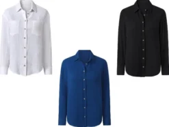 Damen Musselin-Bluse, mit Kentkragen