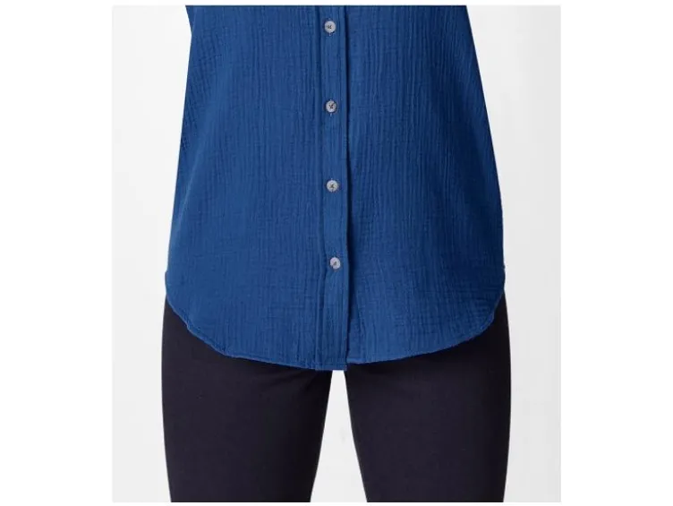 Damen Musselin-Bluse, mit Kentkragen