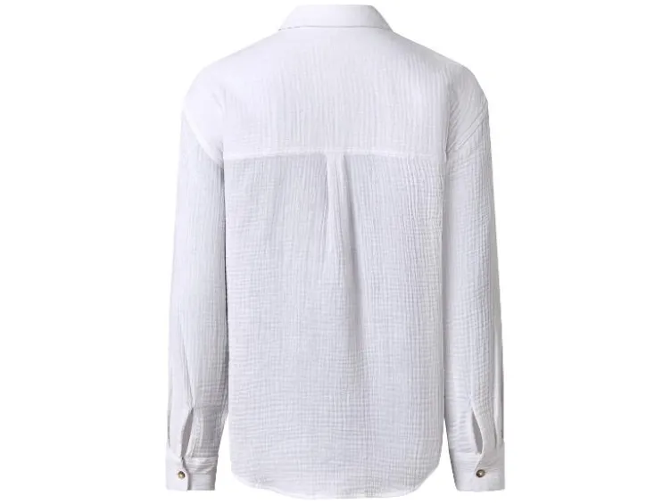 Damen Musselin-Bluse, mit Kentkragen