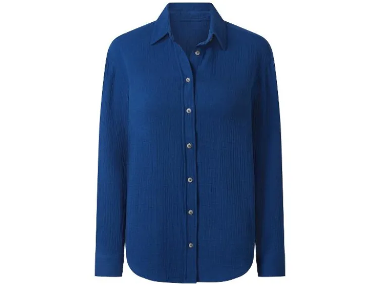 Damen Musselin-Bluse, mit Kentkragen