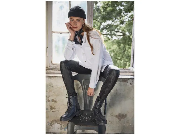Damen Musselin-Bluse, mit Kentkragen