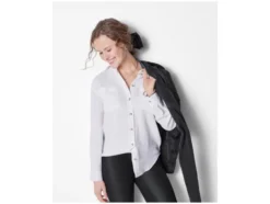 Damen Musselin-Bluse, mit Kentkragen
