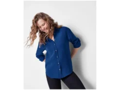 Damen Musselin-Bluse, mit Kentkragen