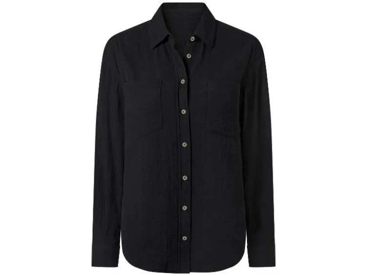 Damen Musselin-Bluse, mit Kentkragen