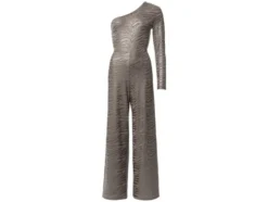 Damen Oneshoulder-Jumpsuit mit Metallic-Animal-Schimmereffekt