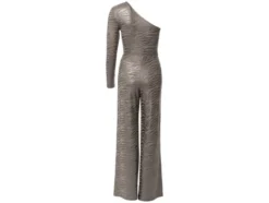 Damen Oneshoulder-Jumpsuit mit Metallic-Animal-Schimmereffekt