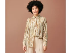 Damen Oversize-Bluse mit Button-down-Kragen