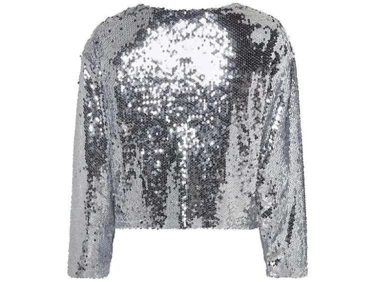 Damen Pailletten-Shirt, mit Fütterung