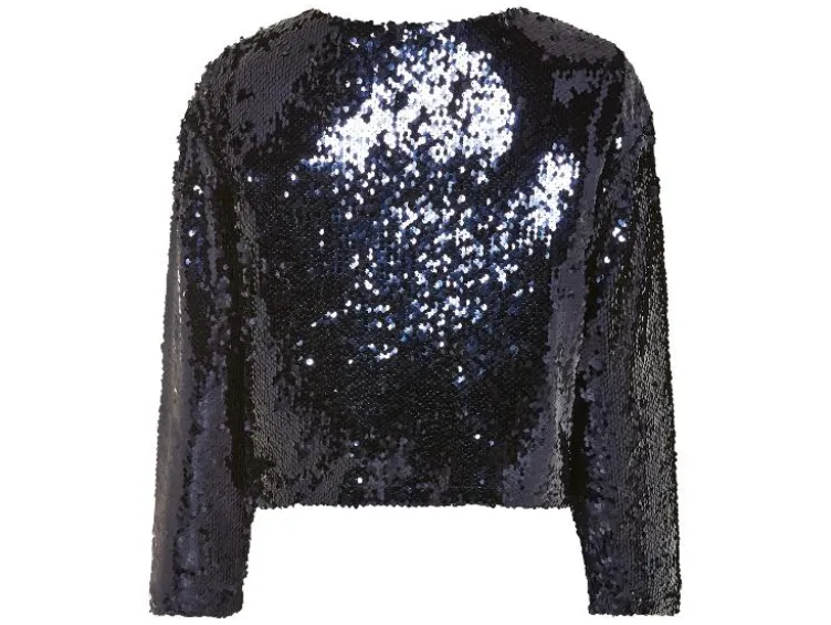 Damen Pailletten-Shirt, mit Fütterung