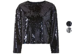 Damen Pailletten-Shirt, mit Fütterung