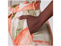Damen Paperbag-Shorts mit Leinen