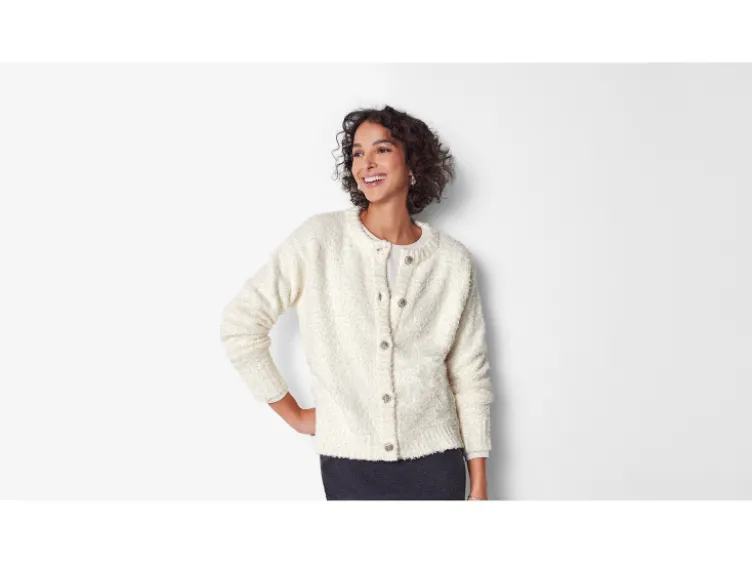 Damen Plüsch-Cardigan