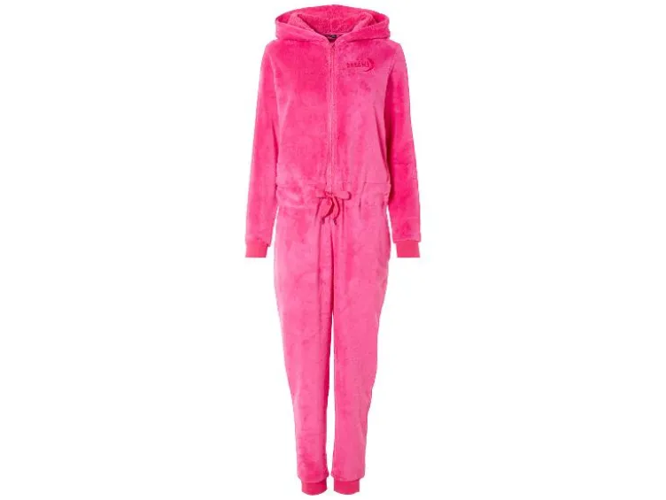 Damen Plüsch-Jumpsuit, mit Bündchen