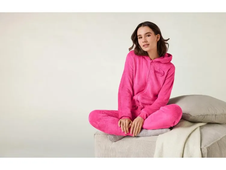 Damen Plüsch-Jumpsuit, mit Bündchen