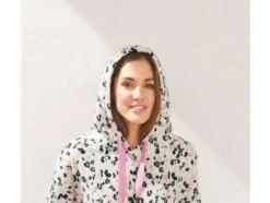 Damen Plüsch-Kleid mit Kapuze und Teddyplüsch