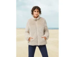 Damen Plüsch-Wendejacke mit Eingrifftaschen