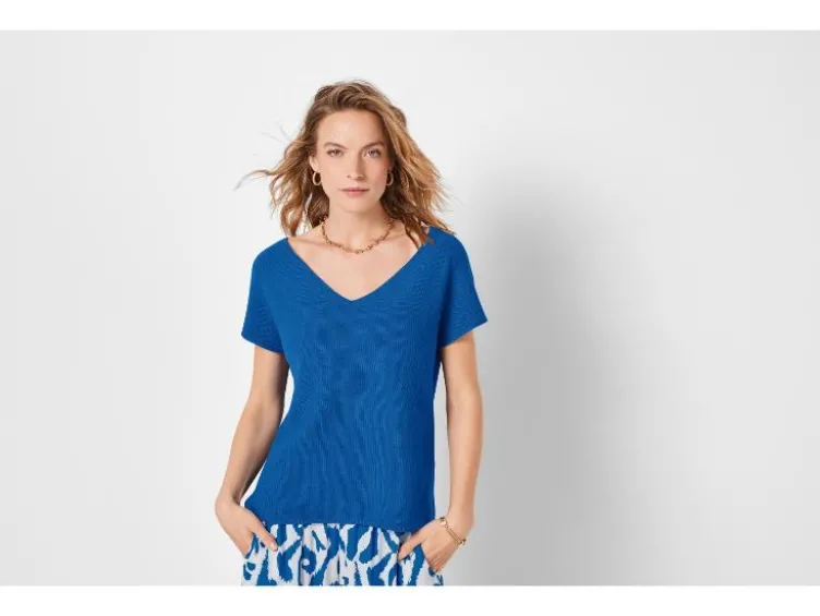 Damen Pullover, aus reiner Baumwolle