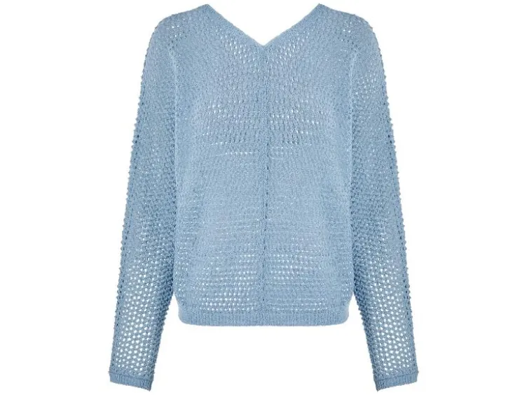 Damen Pullover, in modischem Lochstrickmuster