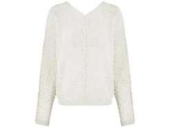 Damen Pullover, in modischem Lochstrickmuster