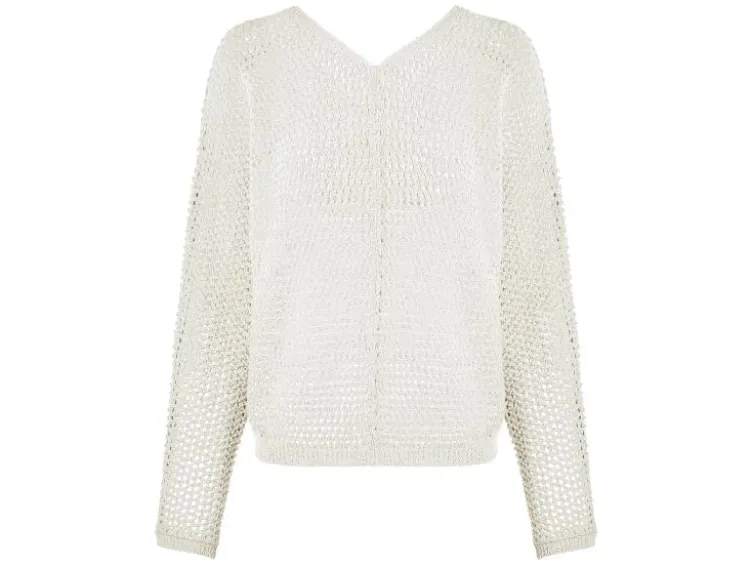 Damen Pullover, in modischem Lochstrickmuster