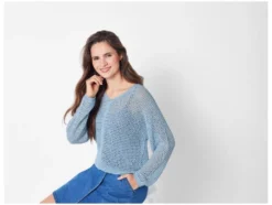 Damen Pullover, in modischem Lochstrickmuster