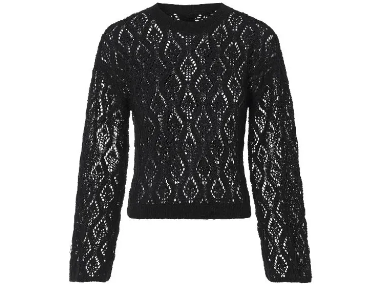Damen Pullover, in modischem Lochstrickmuster