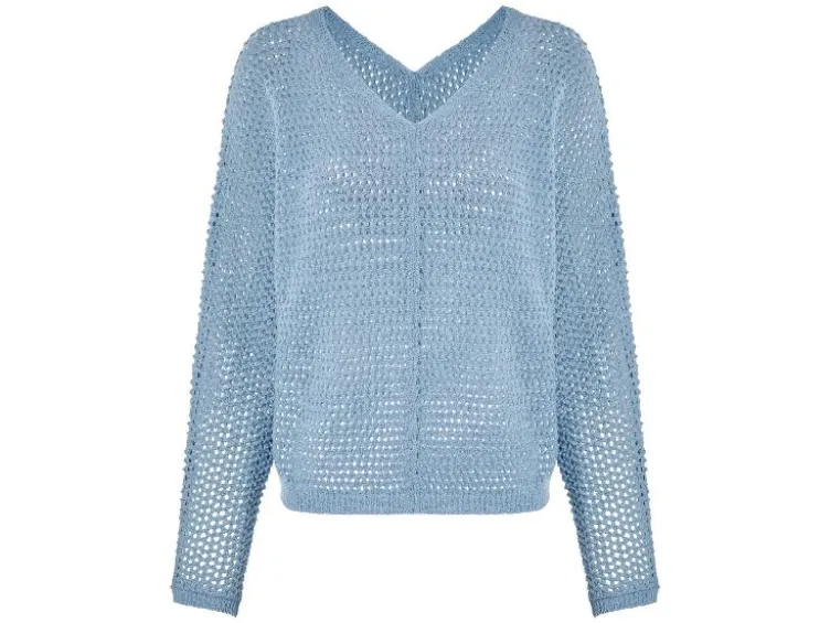 Damen Pullover, in modischem Lochstrickmuster