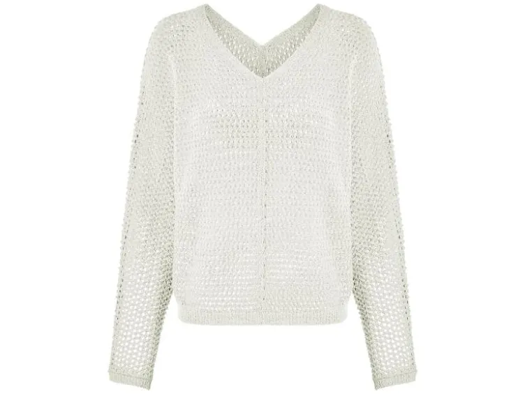 Damen Pullover, in modischem Lochstrickmuster