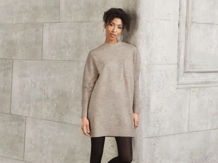 Damen Pulloverkleid, Grobstrick im Oversize-Look