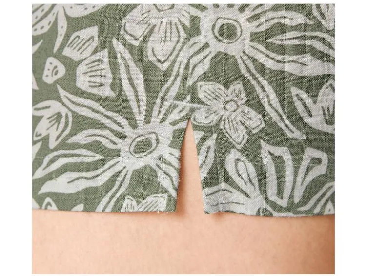Damen Shorty Pyjama mit Leinen