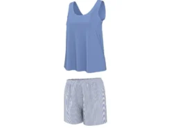 Damen Shorty Pyjama mit Leinen