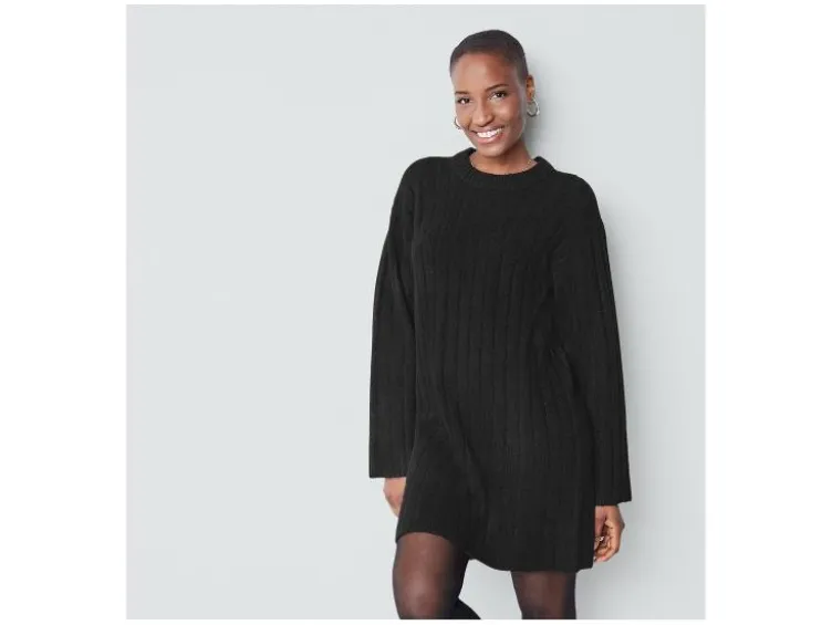 Damen Strickkleid, leger geschnitten
