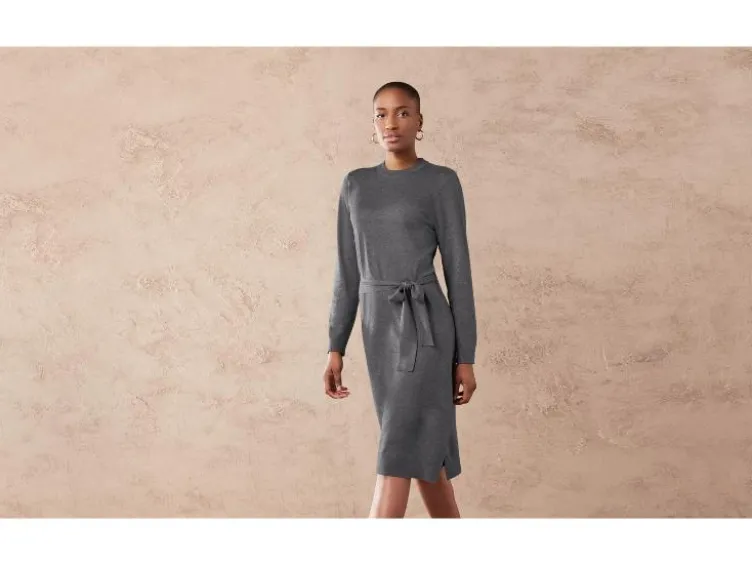 Damen Strickkleid, mit Seitenschlitzen