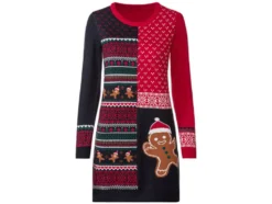 Damen Strickkleid mit weihnachtlichem Muster