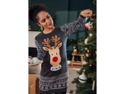 Damen Strickkleid mit weihnachtlichem Muster