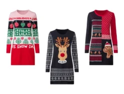 Damen Strickkleid mit weihnachtlichem Muster
